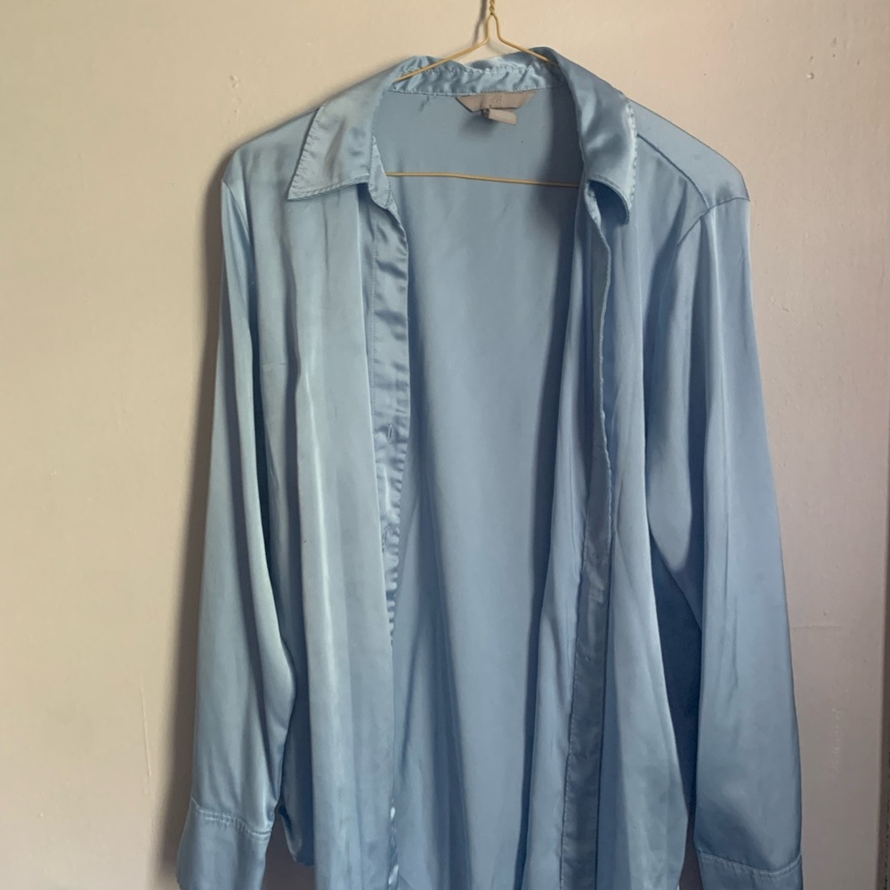 H&M Sky Blue Silky Shirt